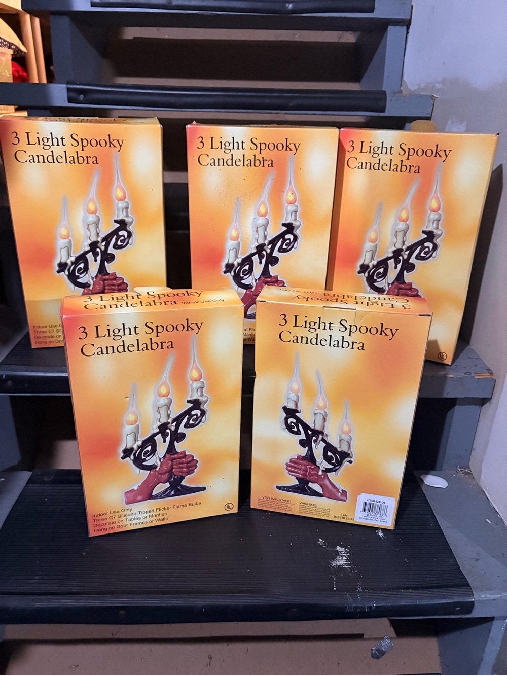 3-Light Spooky Candelabra - Black and Red - Unbranded FIVE BOXES